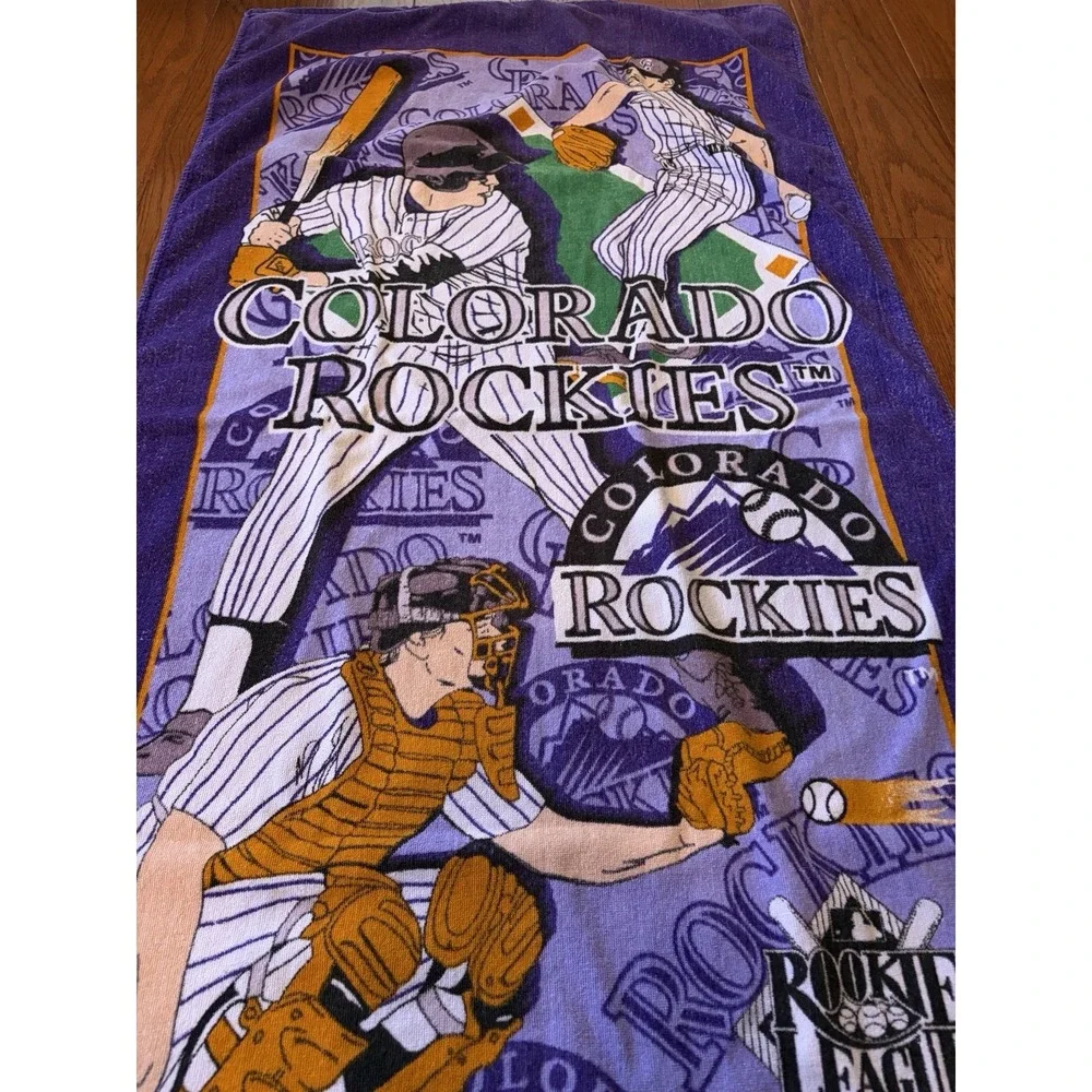 Vintage 90s‎ Colorado Rockies MLB Beach Towel Franco Mfg Rookie League